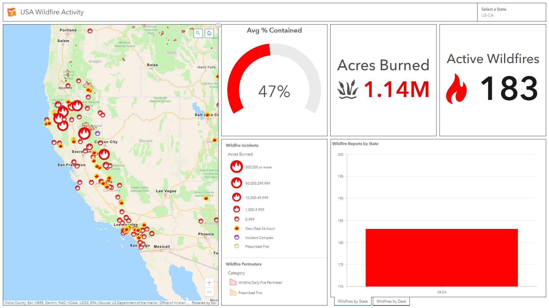 map of fires in CA